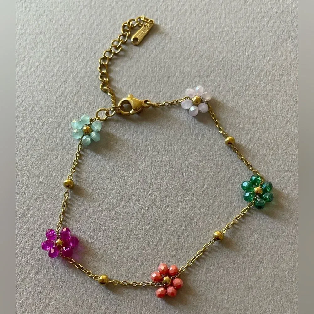 Multicolor flower beads Bracelet N1307